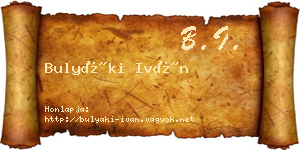 Bulyáki Iván névjegykártya